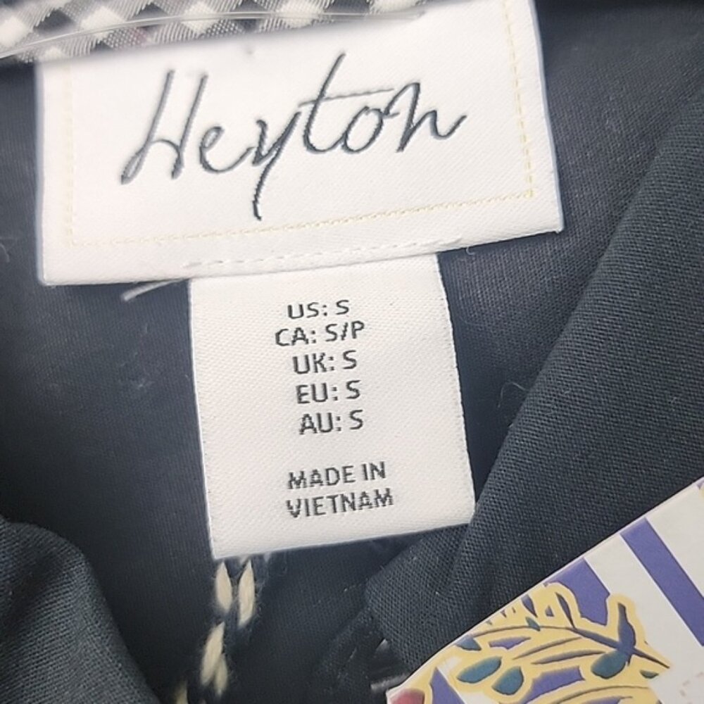 HEYTON Black Half Button Down Gingham Bow Long Sleeve Preppy Boho Shirt Dress S‎ - Picture 6 of 9